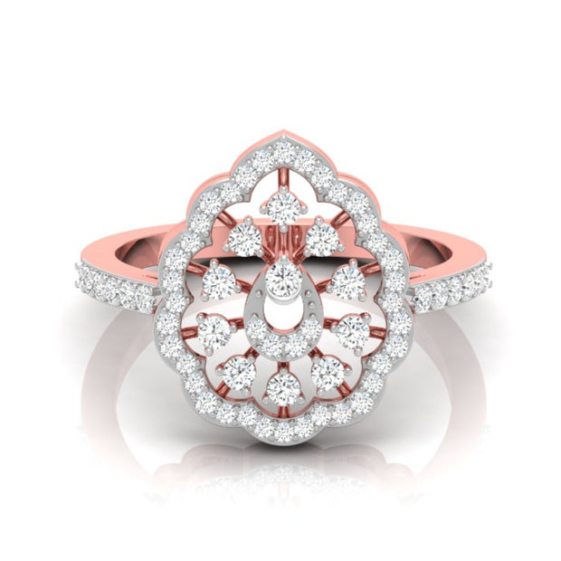 0.35 ct floral halo lab grown diamond rose gold ring 
