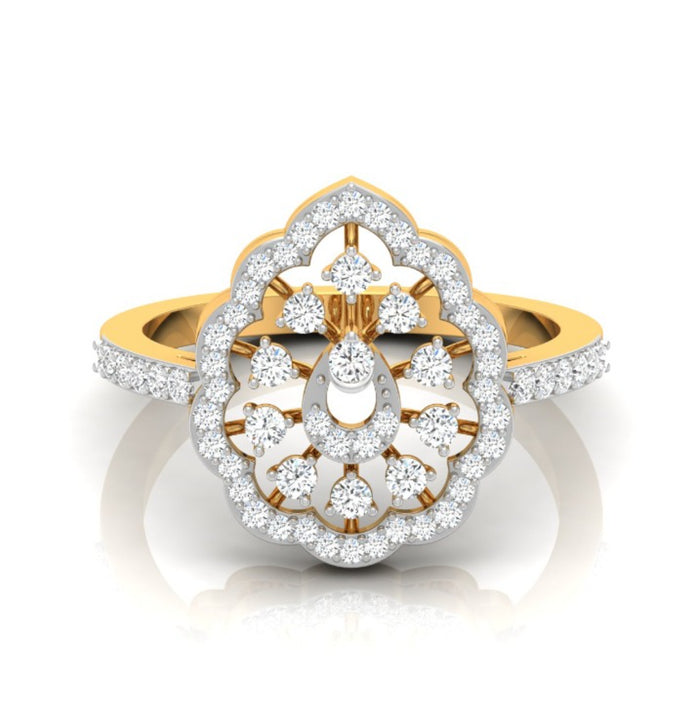 floral halo lab grown diamond gold ring 0.35 ct