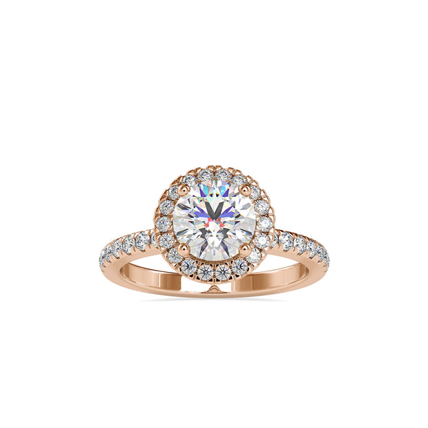 1.97Ct Round Cut Halo Lab-Grown Diamond Gold Ring