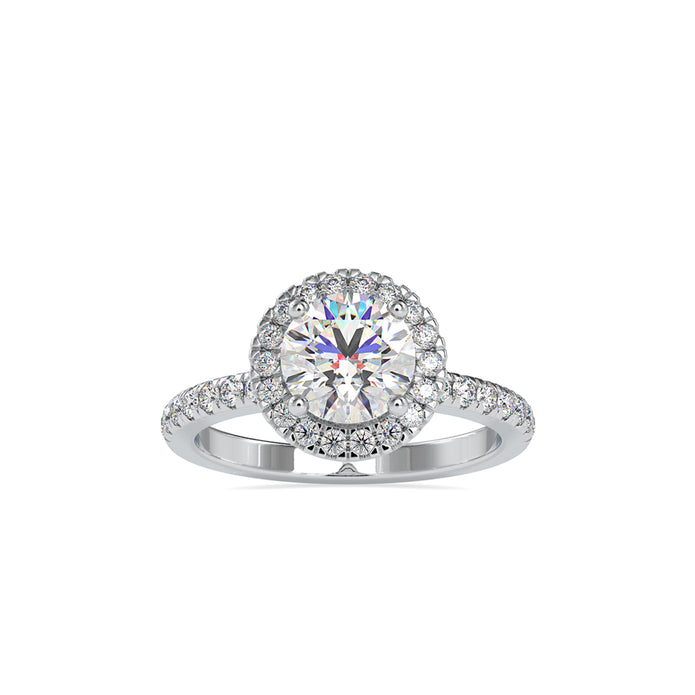 1.97Ct Round Cut Halo Lab-Grown Diamond Gold Ring