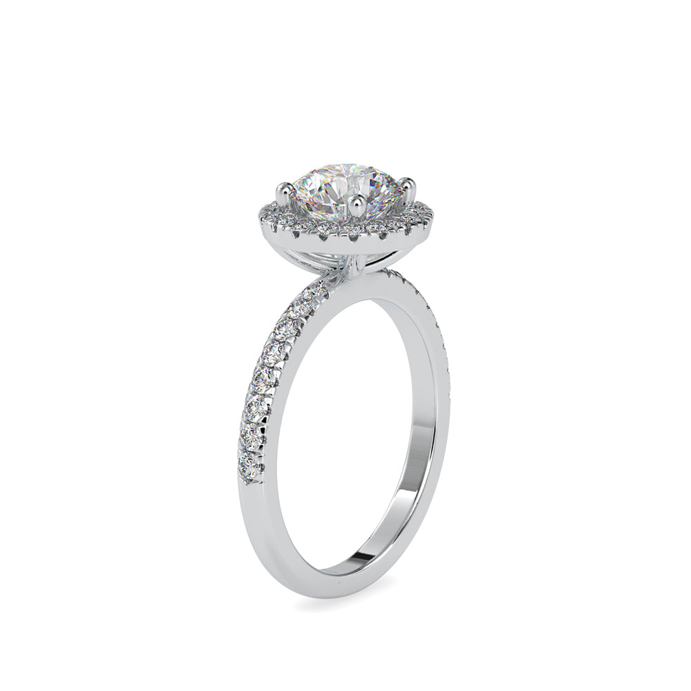 1.97Ct Round Cut Halo Lab-Grown Diamond Gold Ring