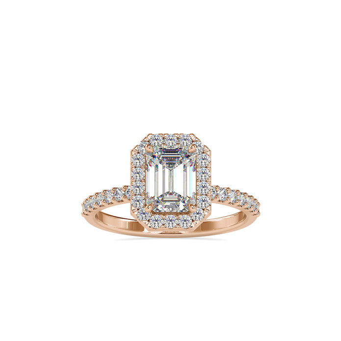 1.62Ct Emerald Halo Lab-Grown Diamond Gold Ring