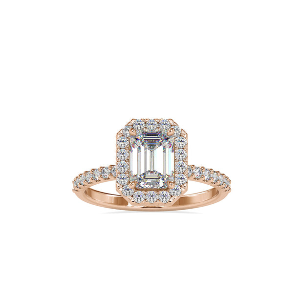 1.62Ct Emerald Halo Lab-Grown Diamond Gold Ring