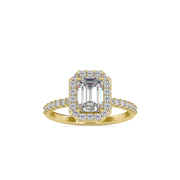 1.62Ct Emerald Halo Lab-Grown Diamond Gold Ring