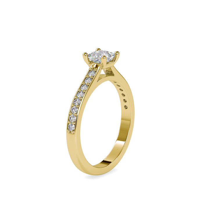 0.75Ct Princess Prong Lab-Grown Diamond Gold Ring