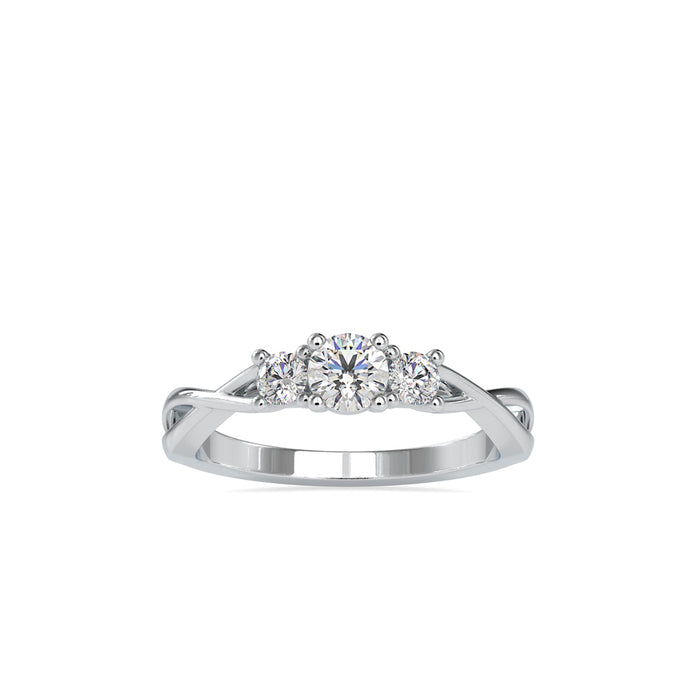 0.52Ct Round Three Stone Lab-Grown Diamond Gold Ring