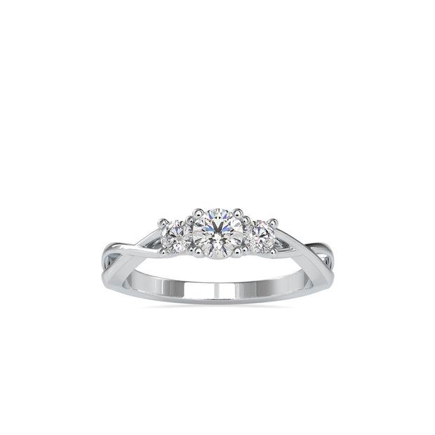 0.52Ct Round Three Stone Lab-Grown Diamond Gold Ring
