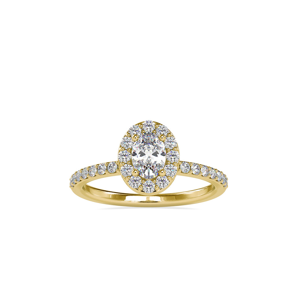 0.78Ct Oval Halo Lab-Grown Diamond Gold Ring