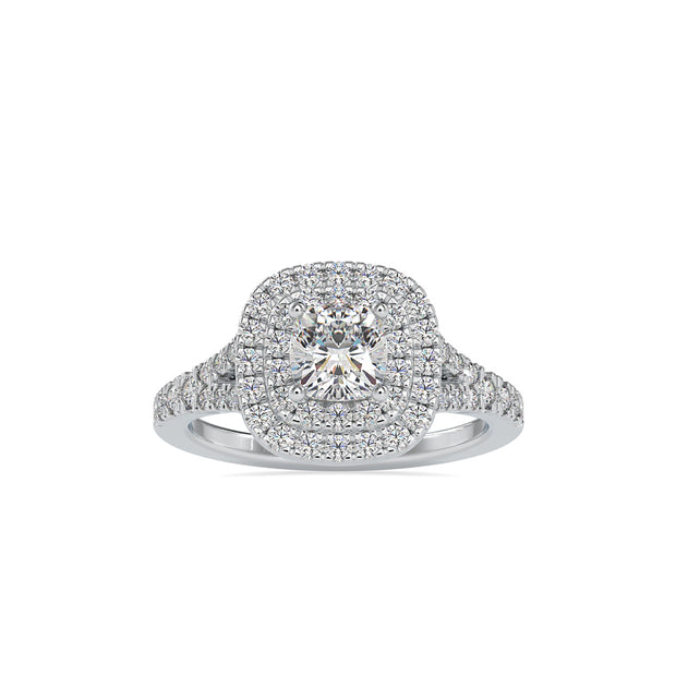 1.55Ct Cushion Double Halo Lab-Grown Diamond Gold Ring