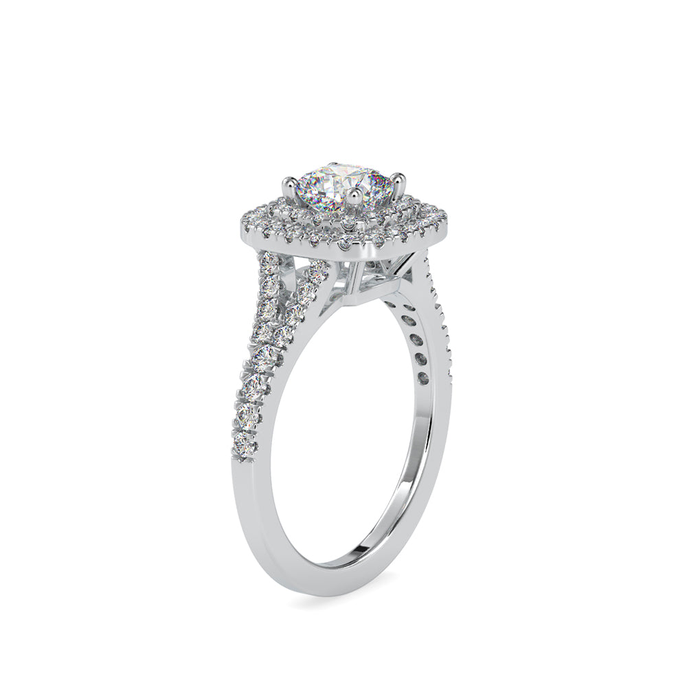 1.55Ct Cushion Double Halo Lab-Grown Diamond Gold Ring