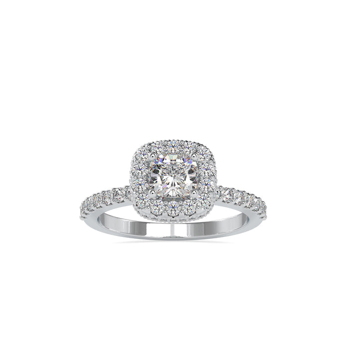 1.25Ct Cushion Halo Lab-Grown Diamond Gold Ring