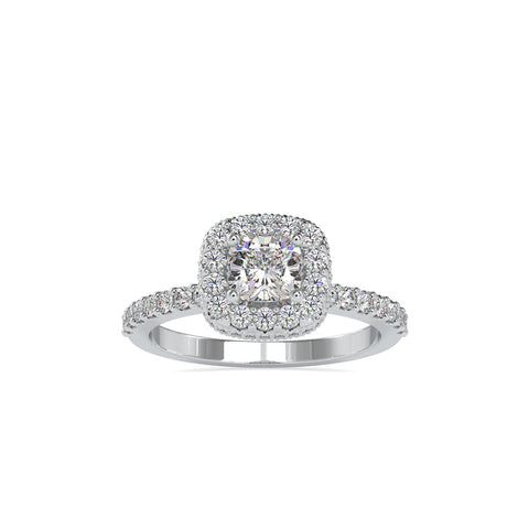 1.25Ct Cushion Halo Lab-Grown Diamond Gold Ring
