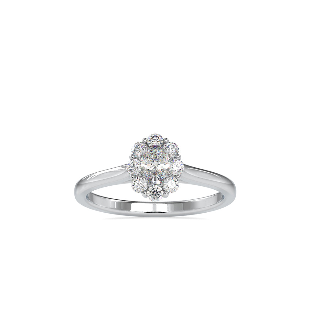 0.50Ct Oval Prong Halo Lab-Grown Diamond Gold Ring