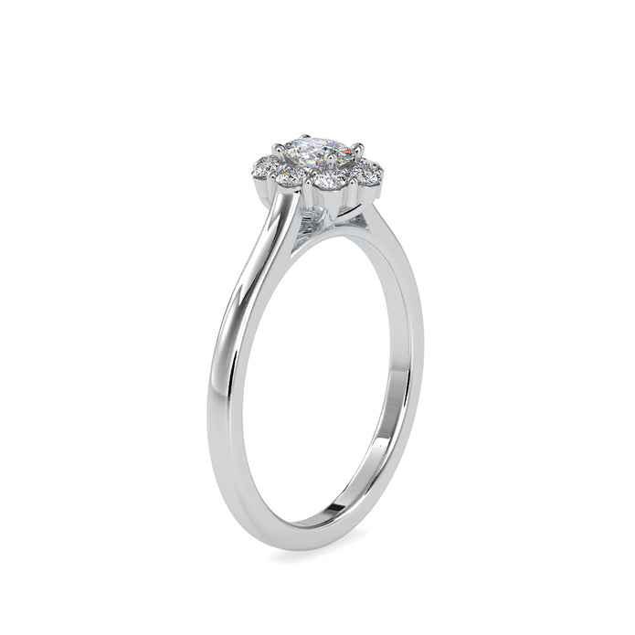 0.50Ct Oval Prong Halo Lab-Grown Diamond Gold Ring