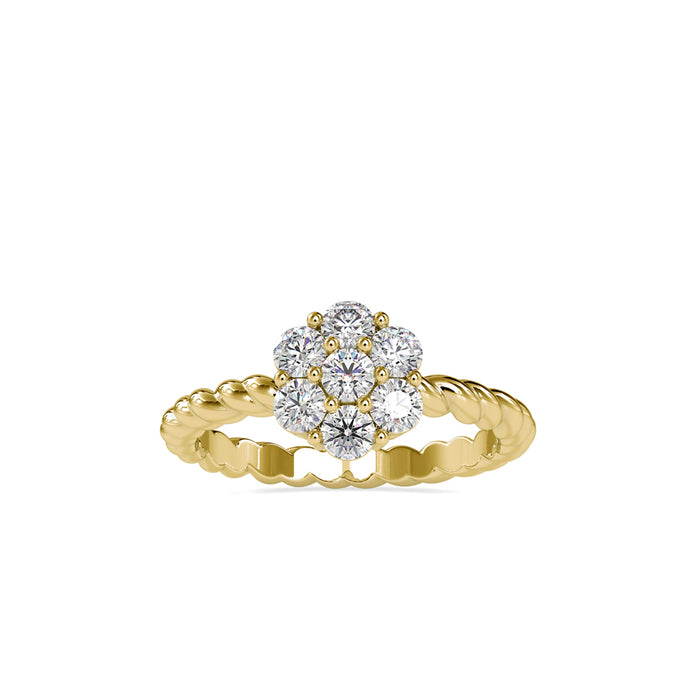 0.70Ct Cluster Twisted Lab-Grown Diamond Gold Ring