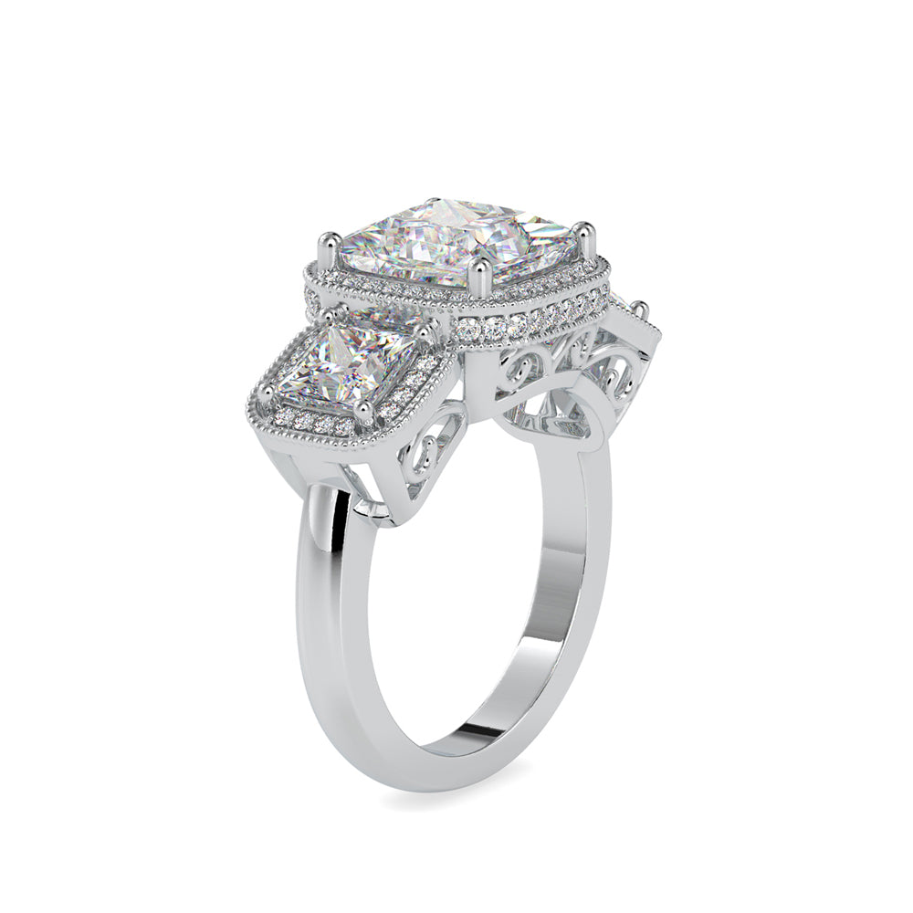 5.23Ct Princess Halo Lab-Grown Diamond Gold Ring