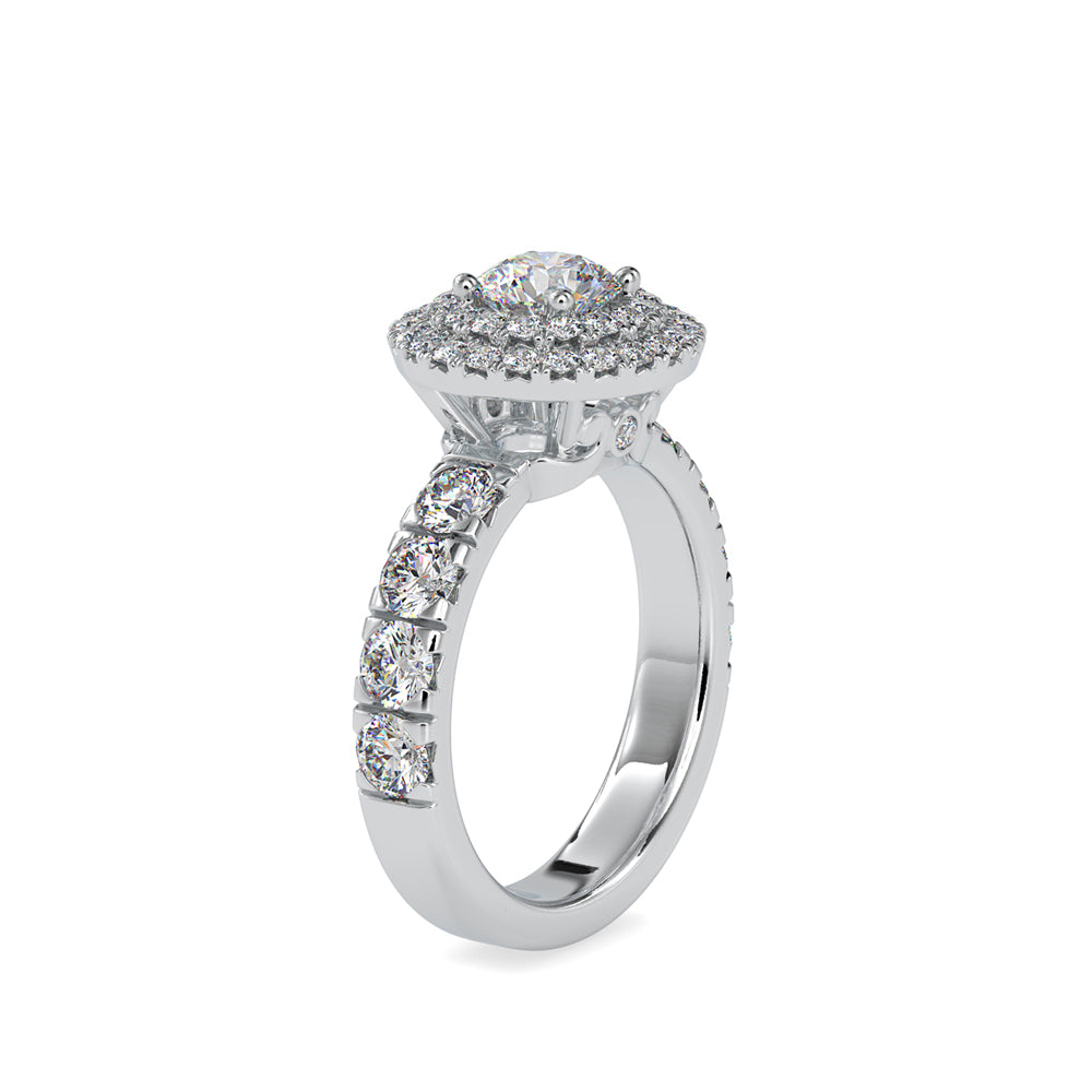 2.35Ct Round Double Halo Lab-Grown Diamond Gold Ring