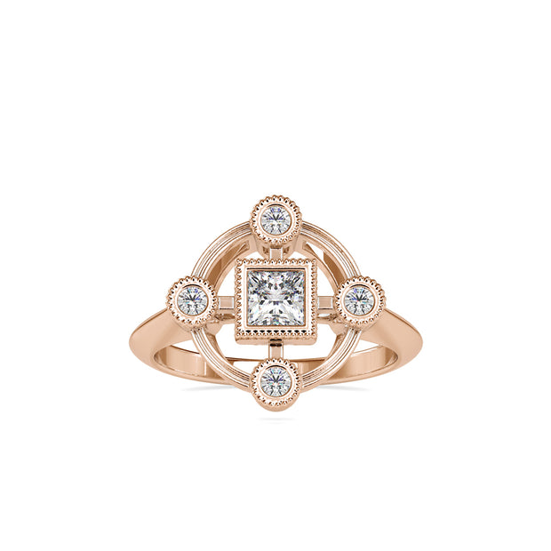 0.60Ct Princess Bezel Set Lab-Grown Diamond Gold Ring