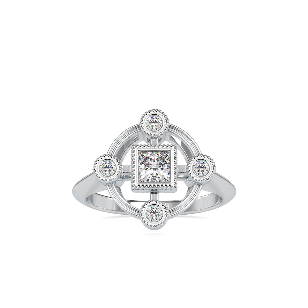 0.60Ct Princess Bezel Set Lab-Grown Diamond Gold Ring