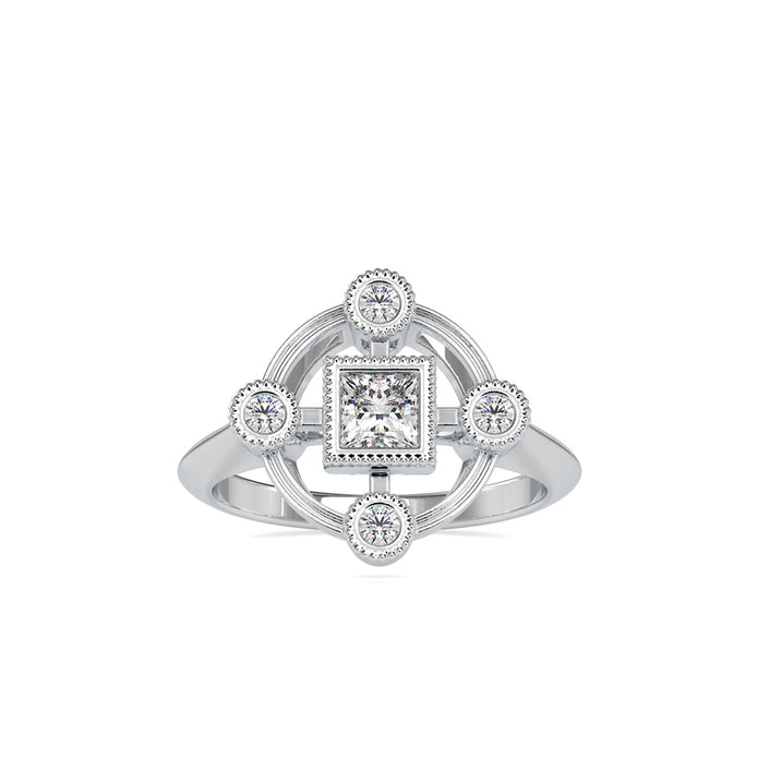 0.60Ct Princess Bezel Set Lab-Grown Diamond Gold Ring