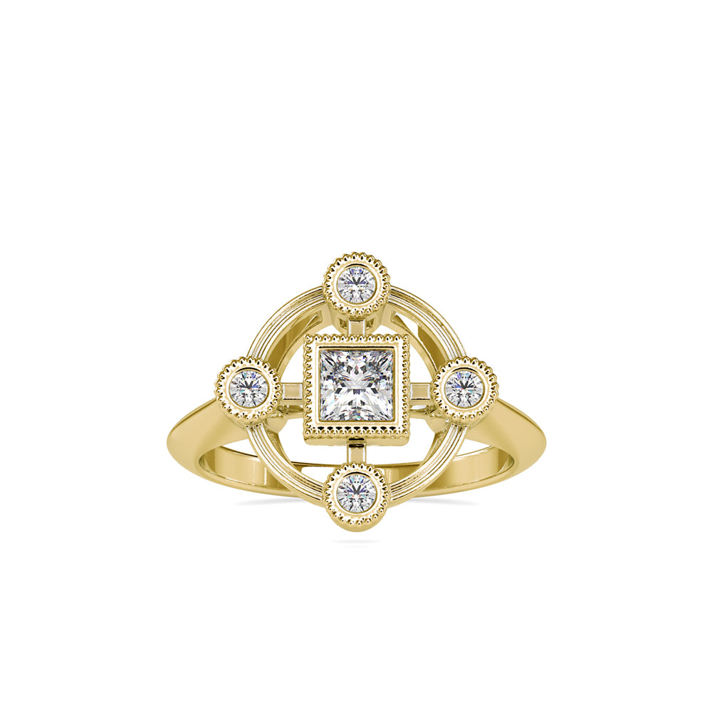 0.60Ct Princess Bezel Set Lab-Grown Diamond Gold Ring