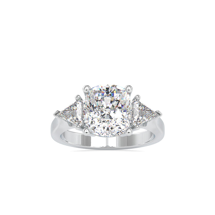 7.00Ct Cushion Three Stone Lab-Grown Diamond Gold Ring