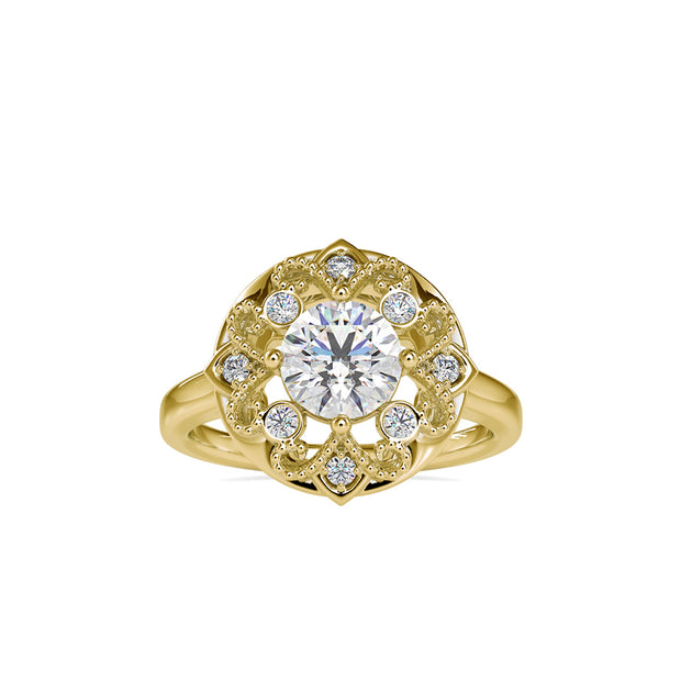 1.32Ct Round Prong Lab-Grown Diamond Gold Ring
