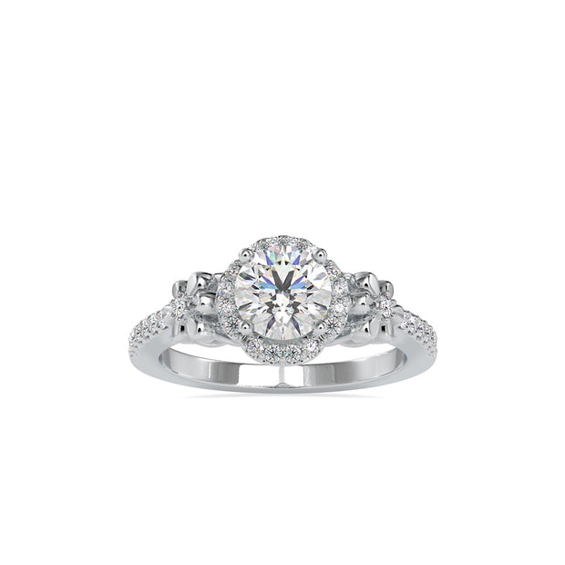 1.39Ct Round Halo Lab-Grown Diamond Gold Ring