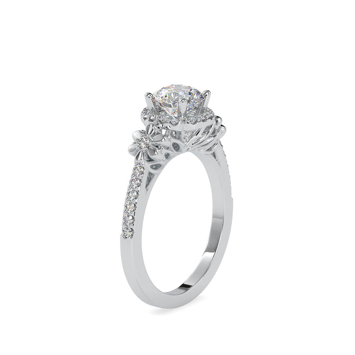 1.39Ct Round Halo Lab-Grown Diamond Gold Ring