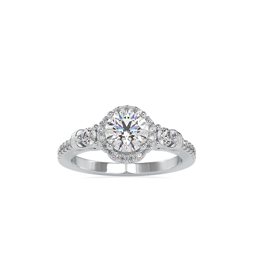 1.48Ct Round Prong Halo Lab-Grown Diamond Gold Ring