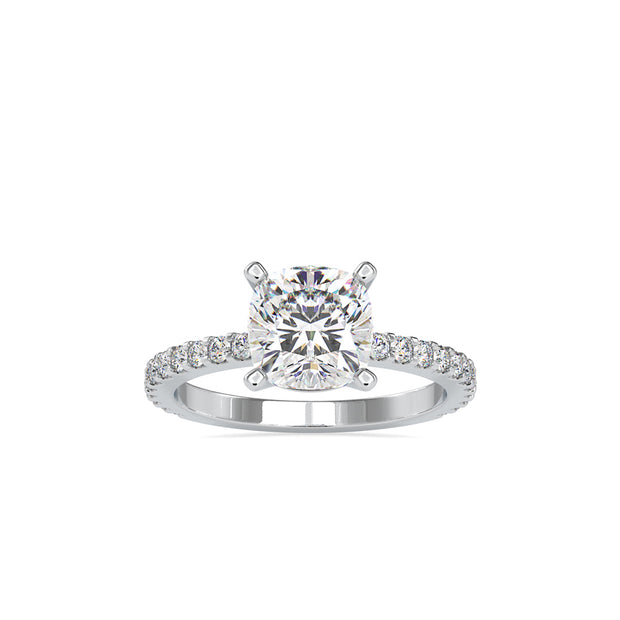 2.82Ct Cushion Solitaire Lab-Grown Diamond Gold Ring