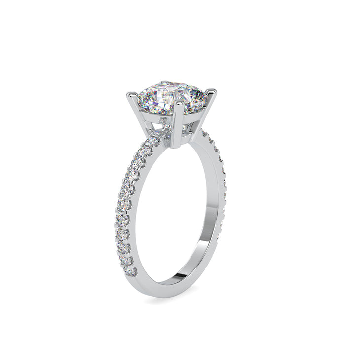 2.82Ct Cushion Solitaire Lab-Grown Diamond Gold Ring