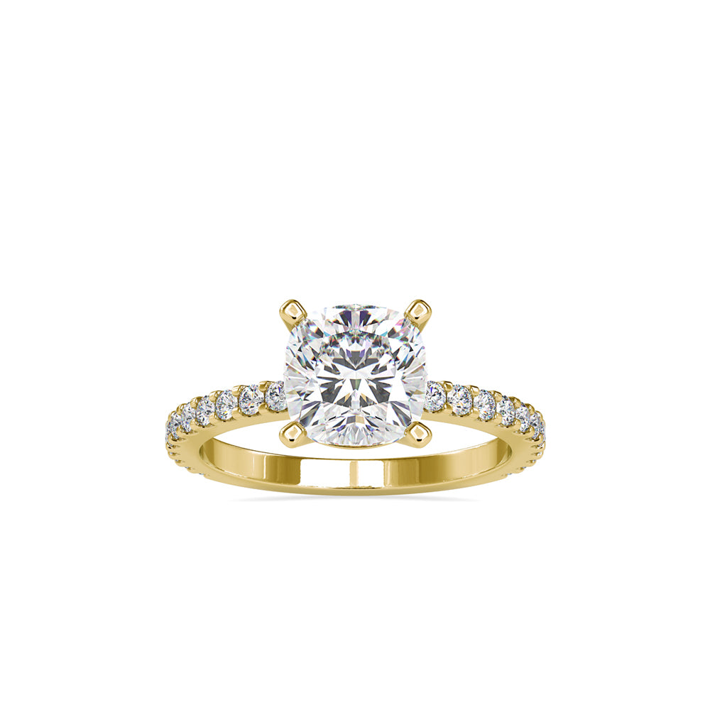 2.82Ct Cushion Solitaire Lab-Grown Diamond Gold Ring