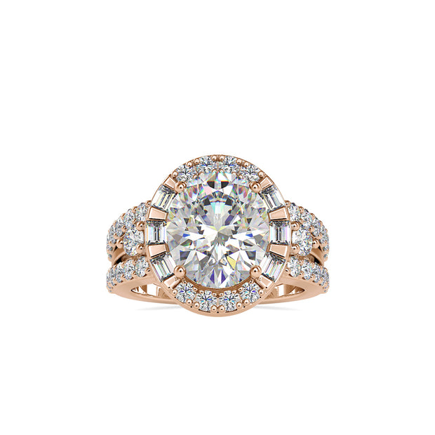 6.43Ct Oval Halo Lab-Grown Diamond Gold Ring