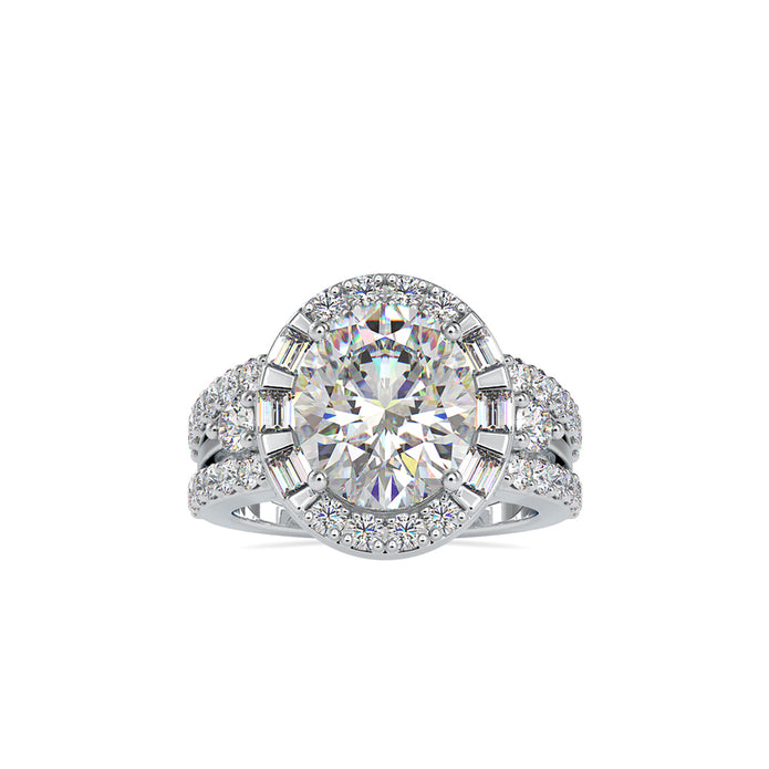 6.43Ct Oval Halo Lab-Grown Diamond Gold Ring