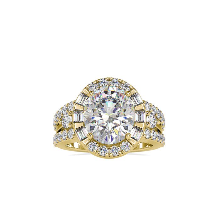 6.43Ct Oval Halo Lab-Grown Diamond Gold Ring
