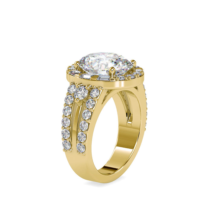 6.43Ct Oval Halo Lab-Grown Diamond Gold Ring
