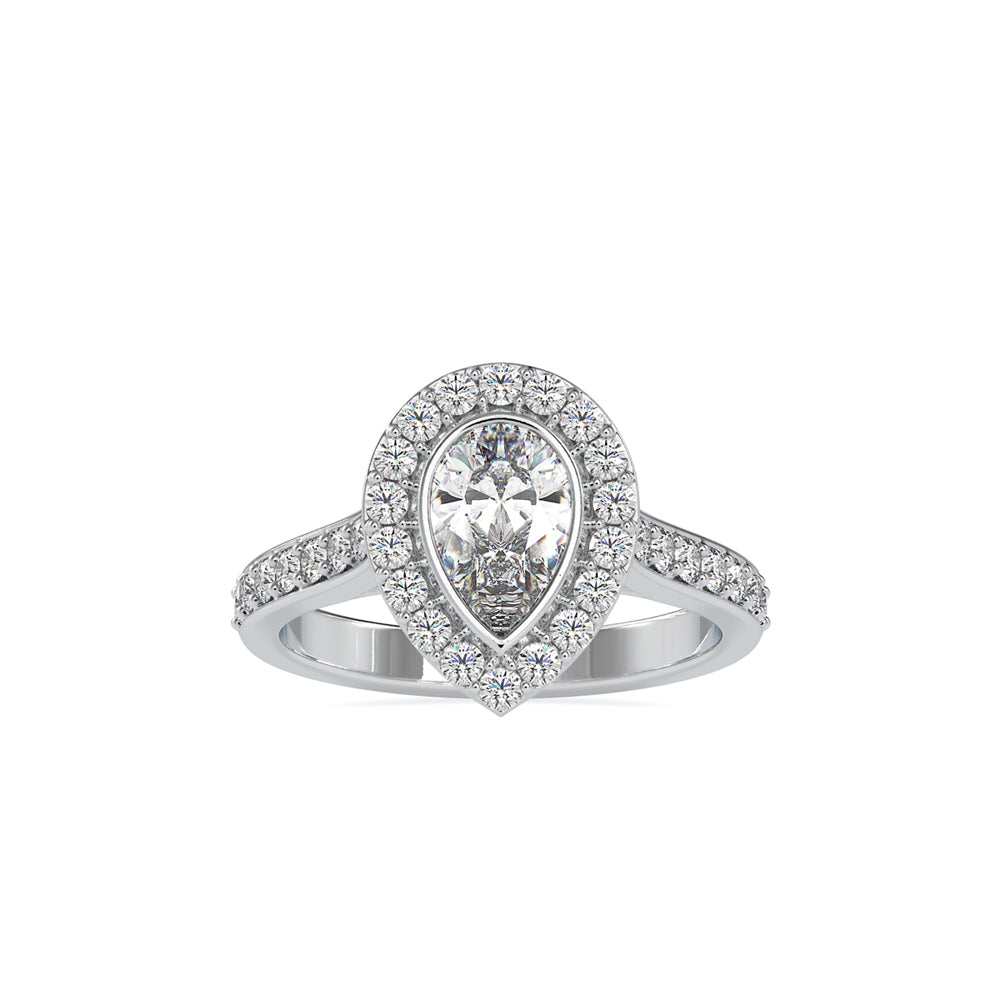 1.53Ct Pear Bezel Halo Lab-Grown Diamond Gold Ring