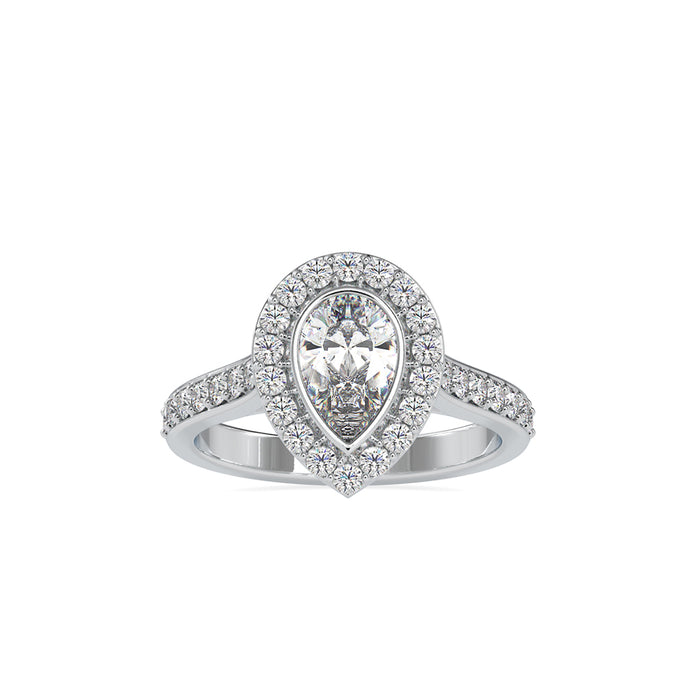 1.53Ct Pear Bezel Halo Lab-Grown Diamond Gold Ring