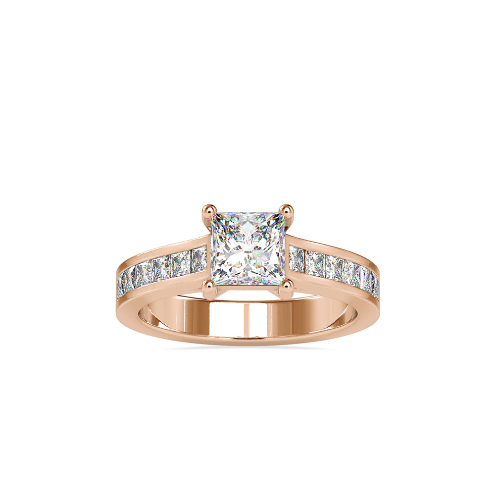 2.05Ct Princess Solitaire Lab-Grown Diamond Gold Ring