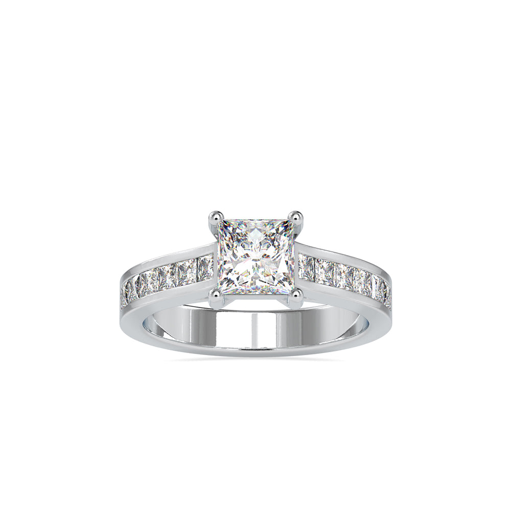 2.05Ct Princess Solitaire Lab-Grown Diamond Gold Ring