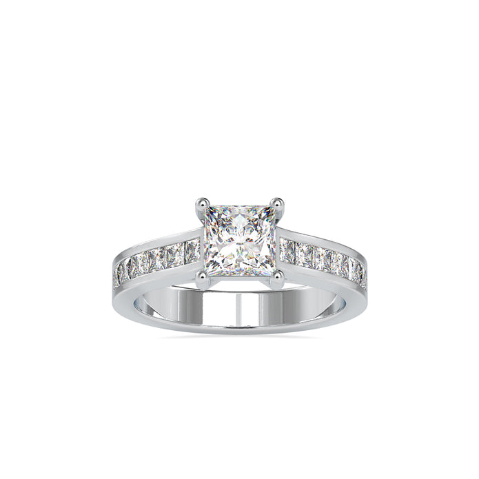 2.05Ct Princess Solitaire Lab-Grown Diamond Gold Ring