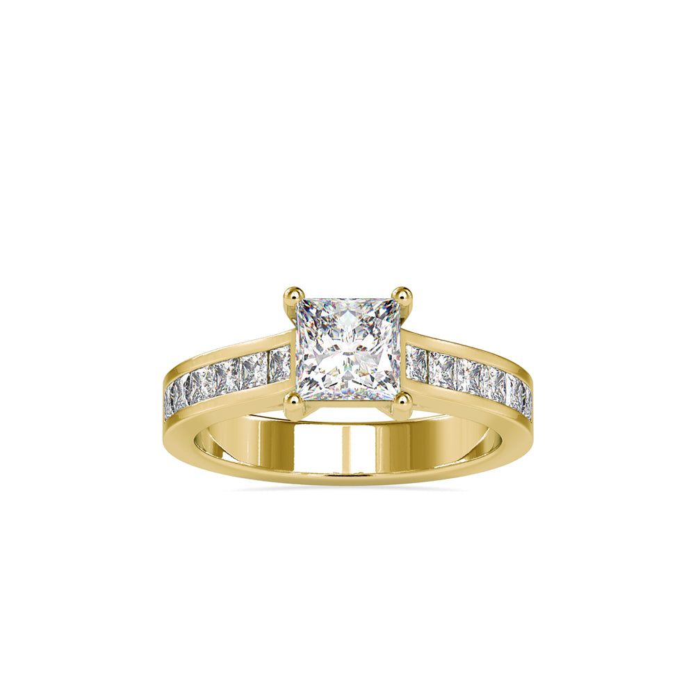2.05Ct Princess Solitaire Lab-Grown Diamond Gold Ring