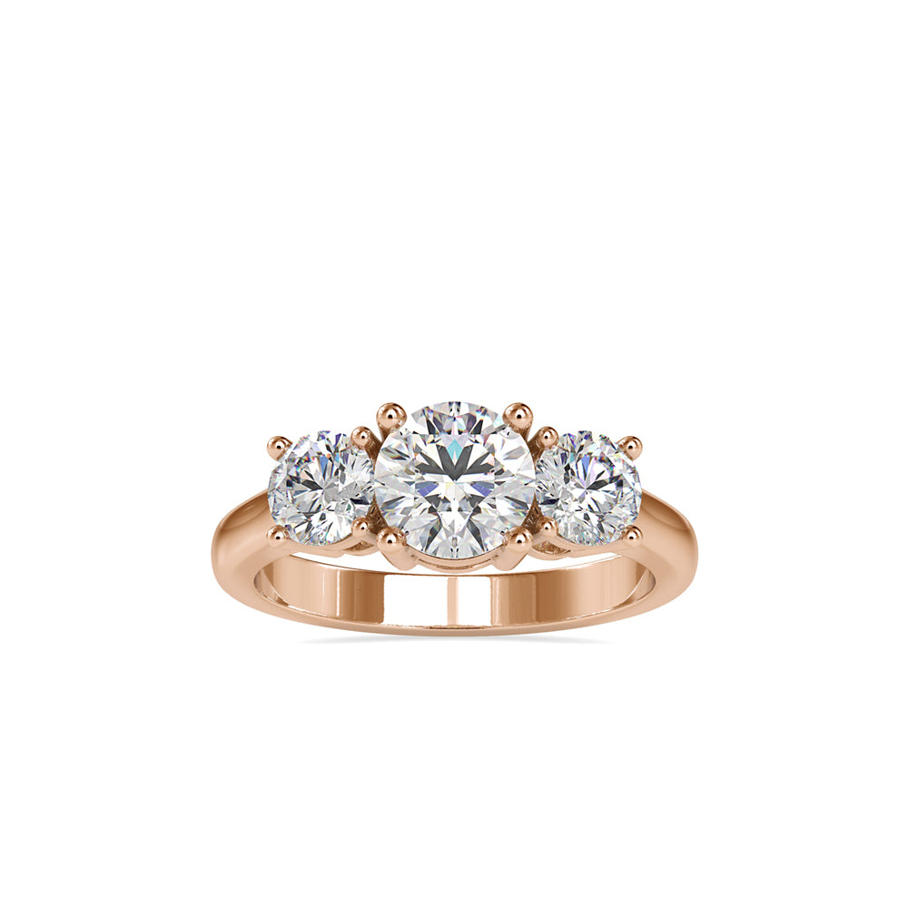2.05Ct Round Three Stone Lab-Grown Diamond Gold Ring