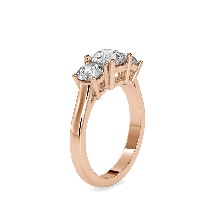 2.05Ct Round Three Stone Lab-Grown Diamond Gold Ring