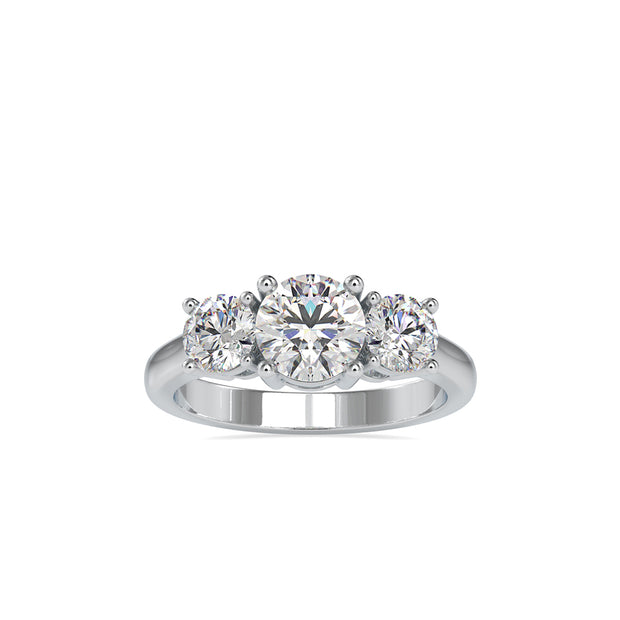 2.05Ct Round Three Stone Lab-Grown Diamond Gold Ring