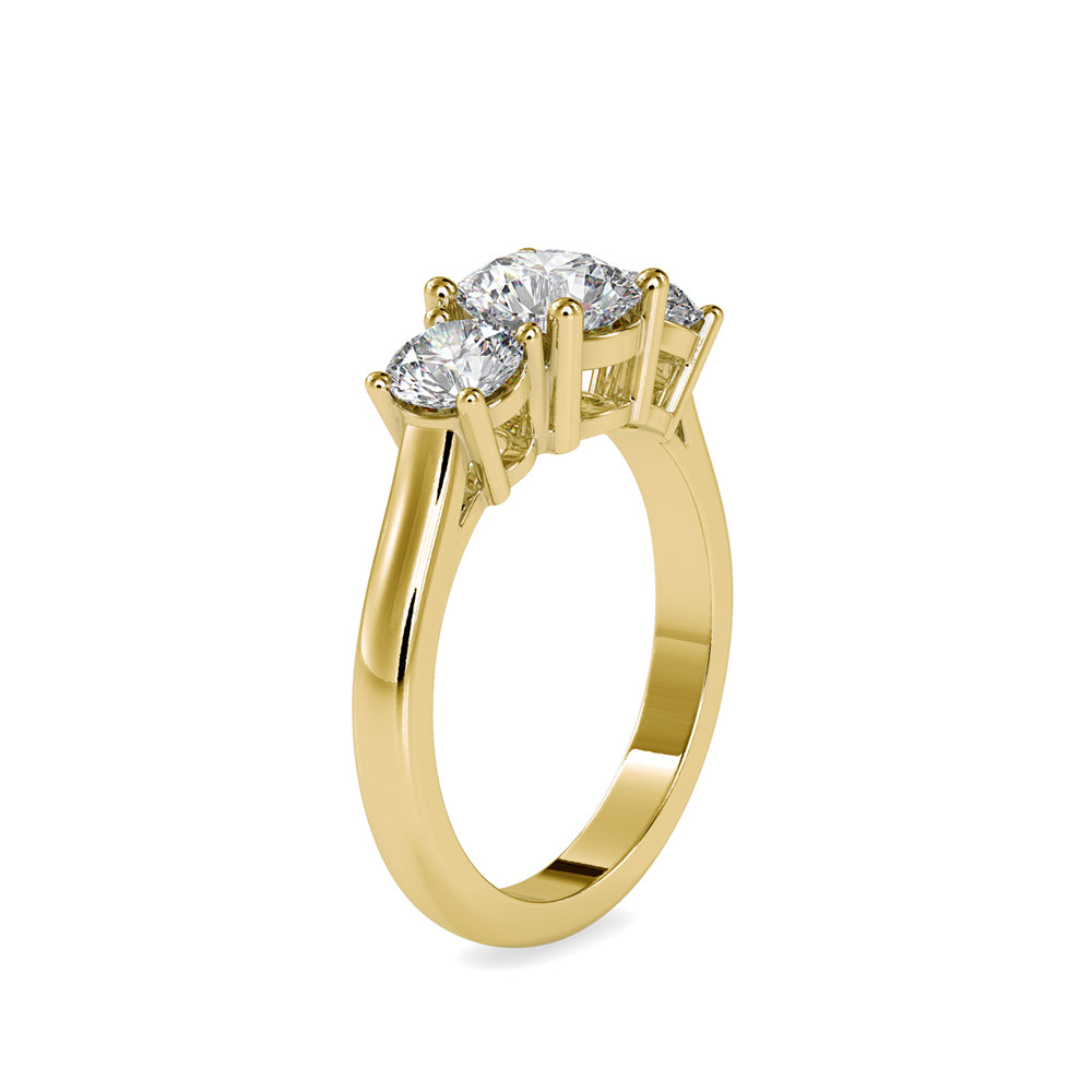 2.05Ct Round Three Stone Lab-Grown Diamond Gold Ring