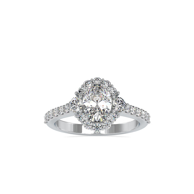 1.71Ct Oval Halo Lab-Grown Diamond Gold Ring