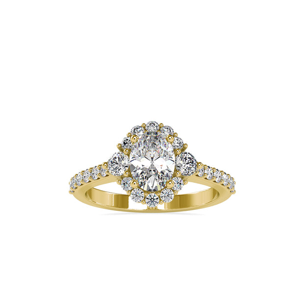 1.71Ct Oval Halo Lab-Grown Diamond Gold Ring