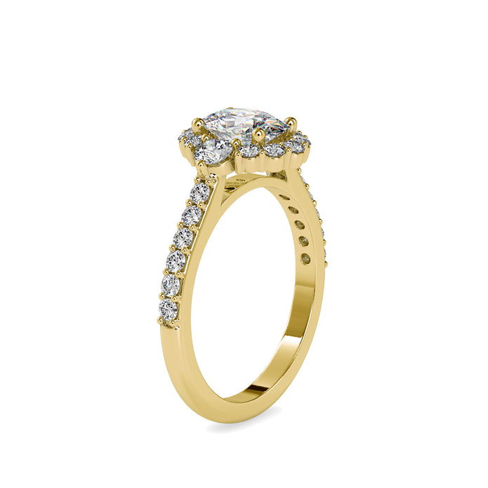 1.71Ct Oval Halo Lab-Grown Diamond Gold Ring